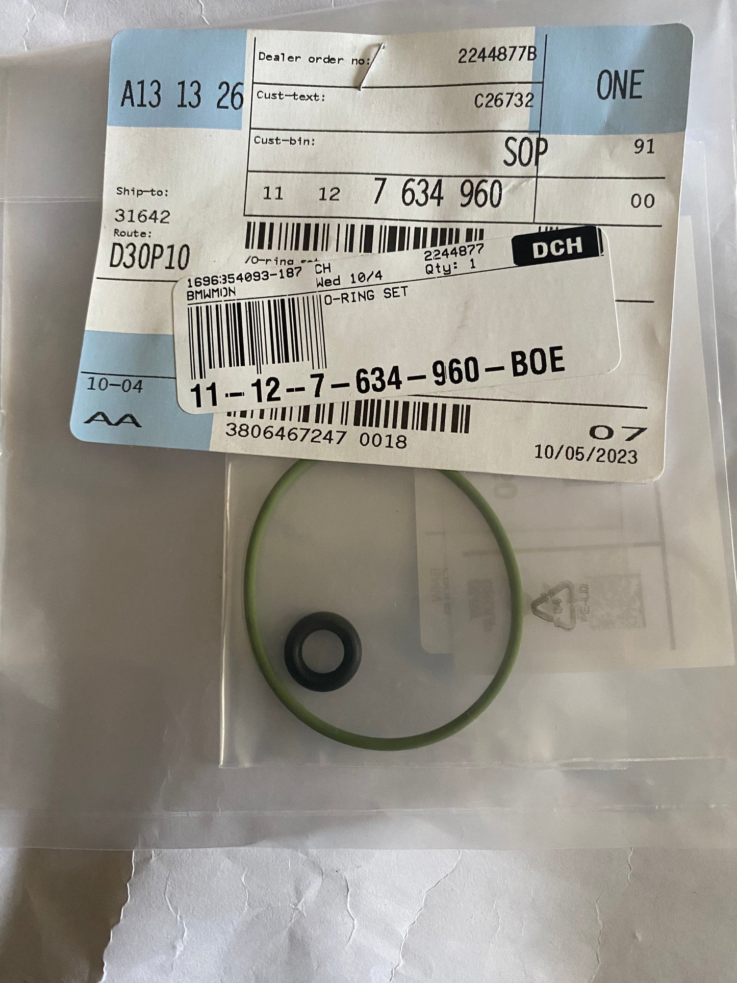 Oring drive bomba de aceite BMW Motor N13