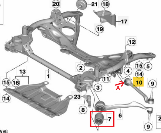 Buje suspension delantera BMW Serie 2 3 4 F22 F23 F30 F31 F34 F32 F33 F36