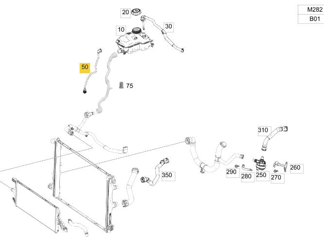 Manguera a tanque expansion Mercedes Benz   A200 CLA200 M282914