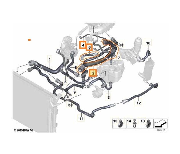 Mangueras de agua  conexión con Tanque expansión  para BMW  B48 F20 F30