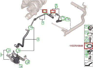 Oring superior e inferior del turbo BMW  Motor N13