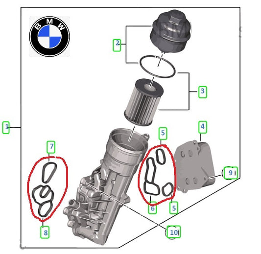 Empaque de junta motor N13 a enfriador de aceite para BMW