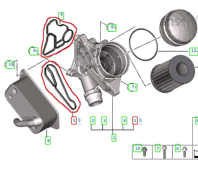 Empaque de junta motor N20 a enfriador de aceite para BMW