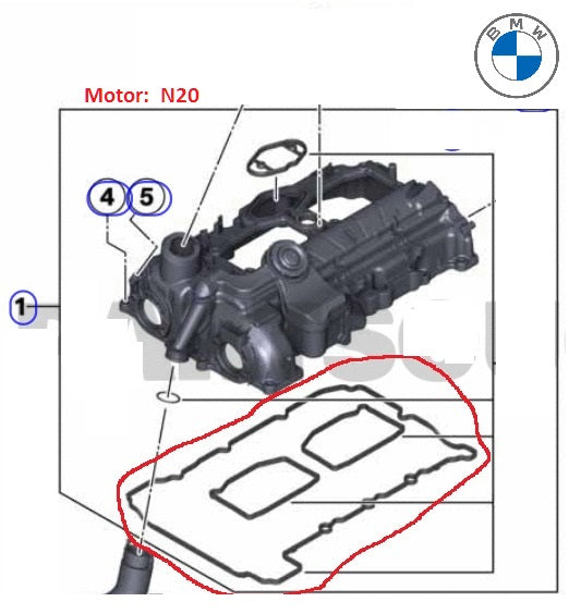 Empaque  tapa de balancines BMW  Motor N20