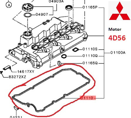 Empaque de tapa de balancines MITSUBISHI L200  Montero Sport Motor 4D56