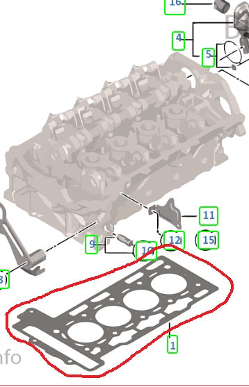 Empaque de culata BMW  Motor N13 (0.90mm)