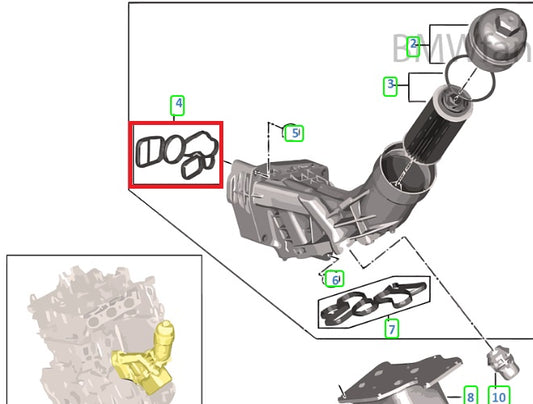 Empaque de junta motor B38 a filtro de aceite para BMW