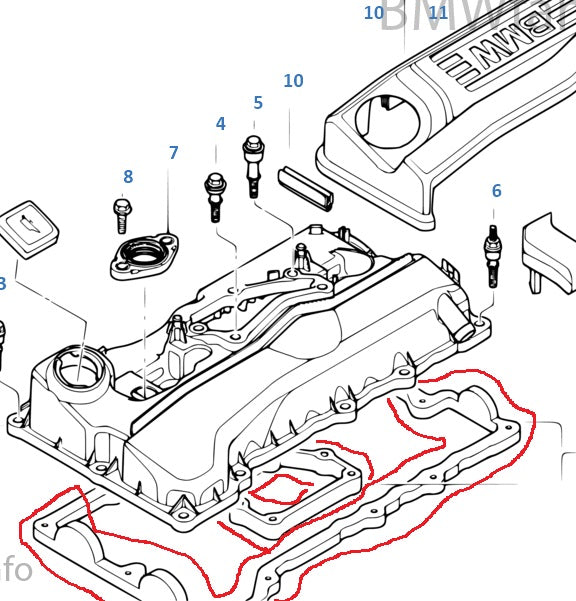 Empaque de tapa de balancines BMW  Motor N46N