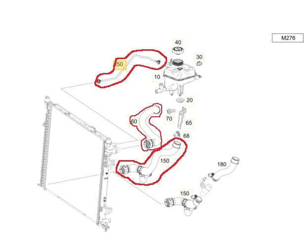 Mangueras al radiador Mercedes Benz   GLE GLS ML M276