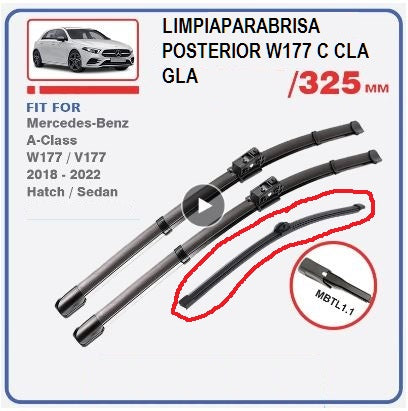 Limpiaparabrisas plumillas POSTERIOR para Mercedes Benz Clase A W177