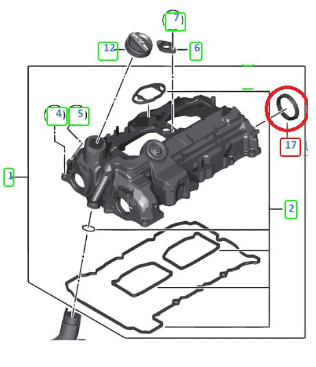 Reten de tapa de balancines BMW  Motor N20