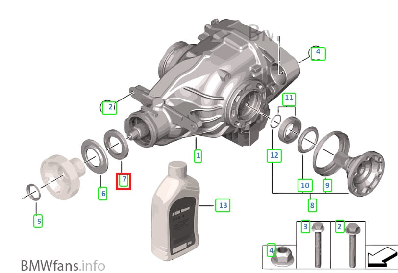 Reten de eje delantero diferencial  BMW