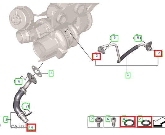 Oring superior e inferior del turbo BMW  Motor N20