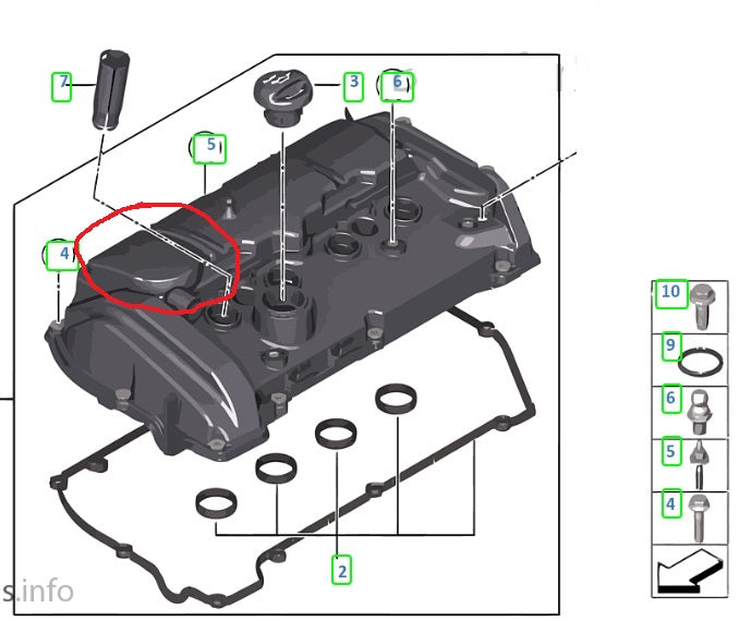 Cubierta de valvula PCV de tapa de balancines BMW  Motor N13